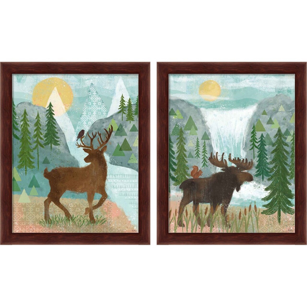 Woodland Forest by Veronique Charron, 2 Piece Brown Framed Art Set
